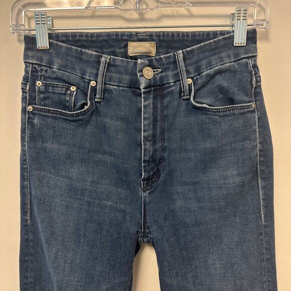 Mother High Waisted Looker Ankle Fray Jeans Moonlust Privateer Dark Wash Casual - Picture 4 of 9